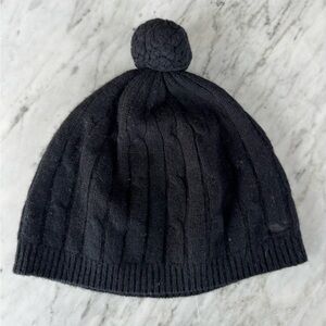 Vineyard Vines Black Cable Knit Pom-Pom Hat